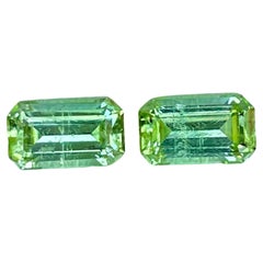 2,00 quilates Pareja de piedras turmalina verde claro talla esmeralda gema afgana
