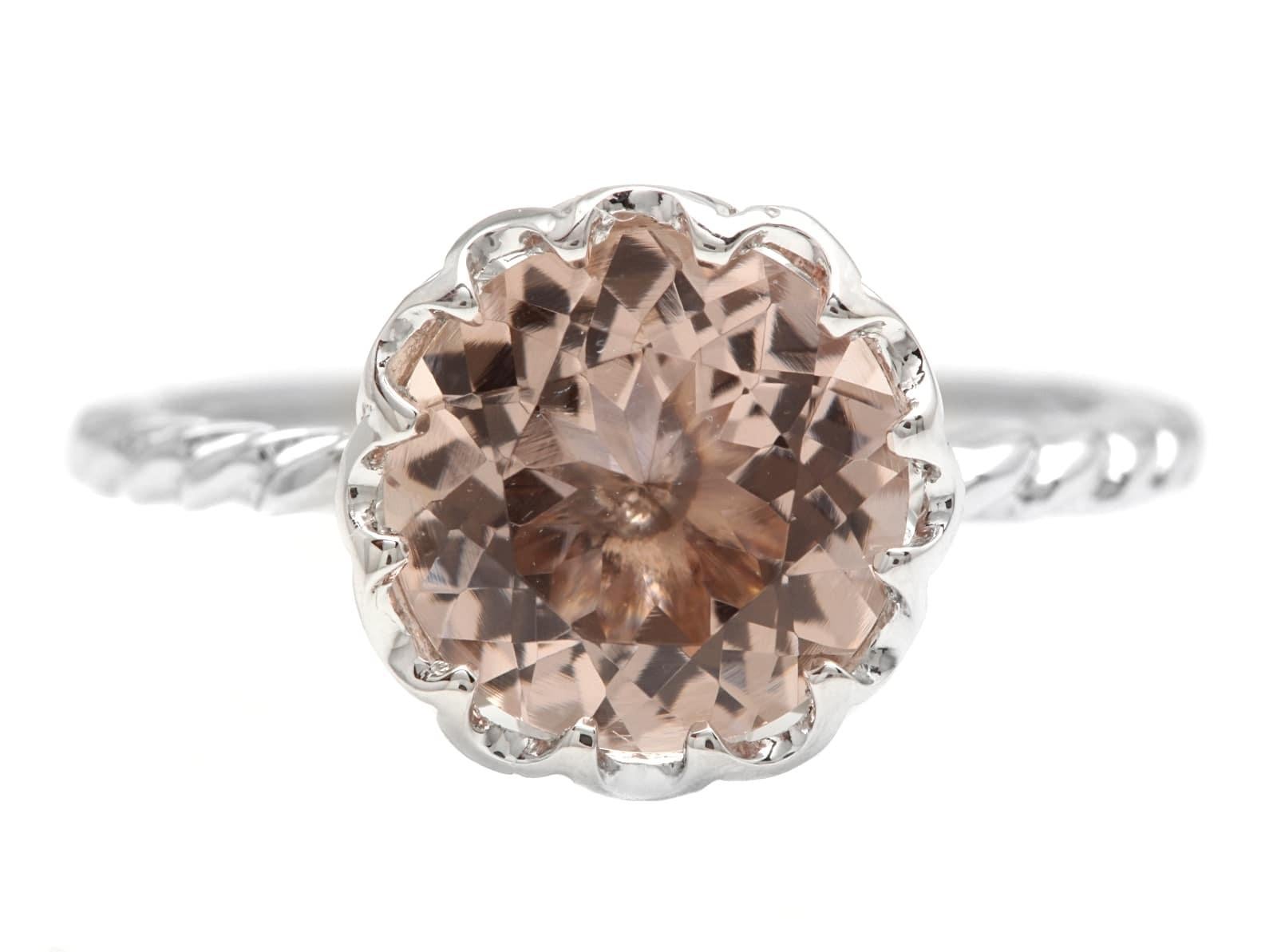2.00 Carats Exquisite Natural Morganite 14K Solid White Gold Ring

Total Natural Morganite Weight is: Approx. 2.00 Carats 

Morganite Measures: Approx. 8.00mm

Ring size: 7 (Free sizing available upon request) 

Ring total weight: 2.1
