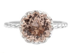 2.00 Carats Natural Morganite 14K Solid White Gold Ring