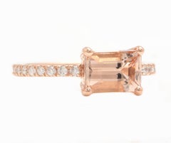 2,00 carati di morganite naturale e diamante Anello in oro rosa massiccio 14 carati