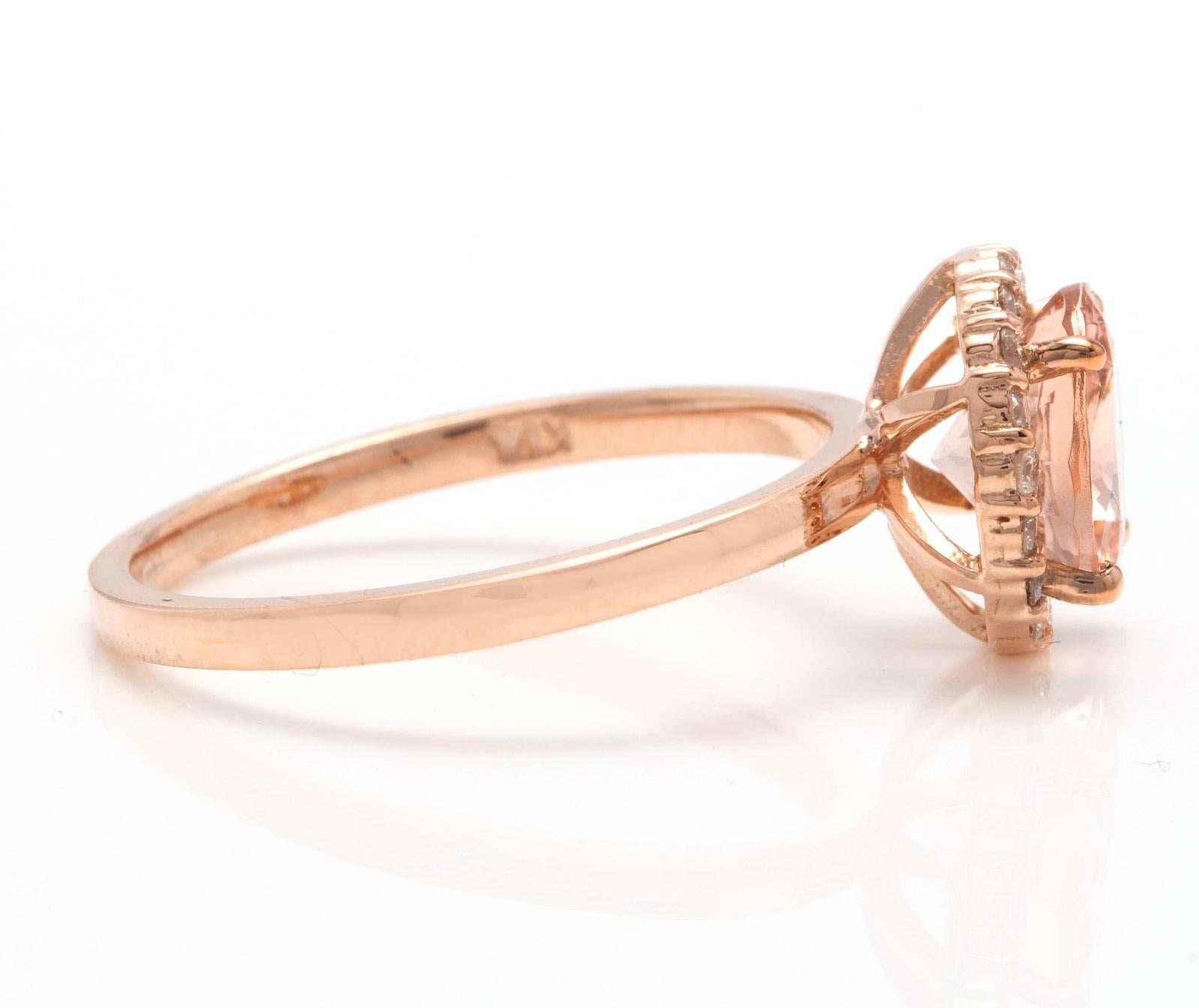 Mixed Cut 2.00 Carats Natural Morganite and Diamond 14K Solid Rose Gold Ring For Sale