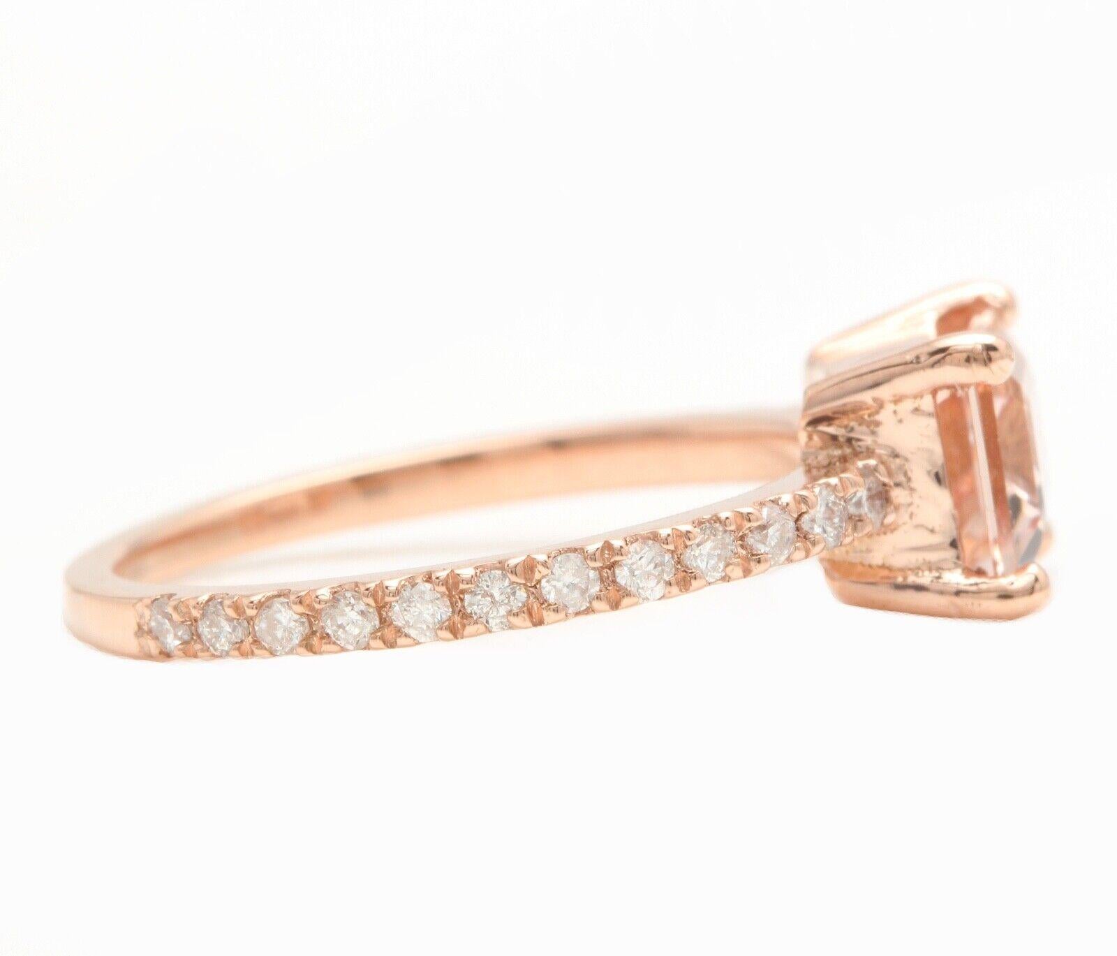 Mixed Cut 2.00 Carats Natural Morganite and Diamond 14K Solid Rose Gold Ring For Sale