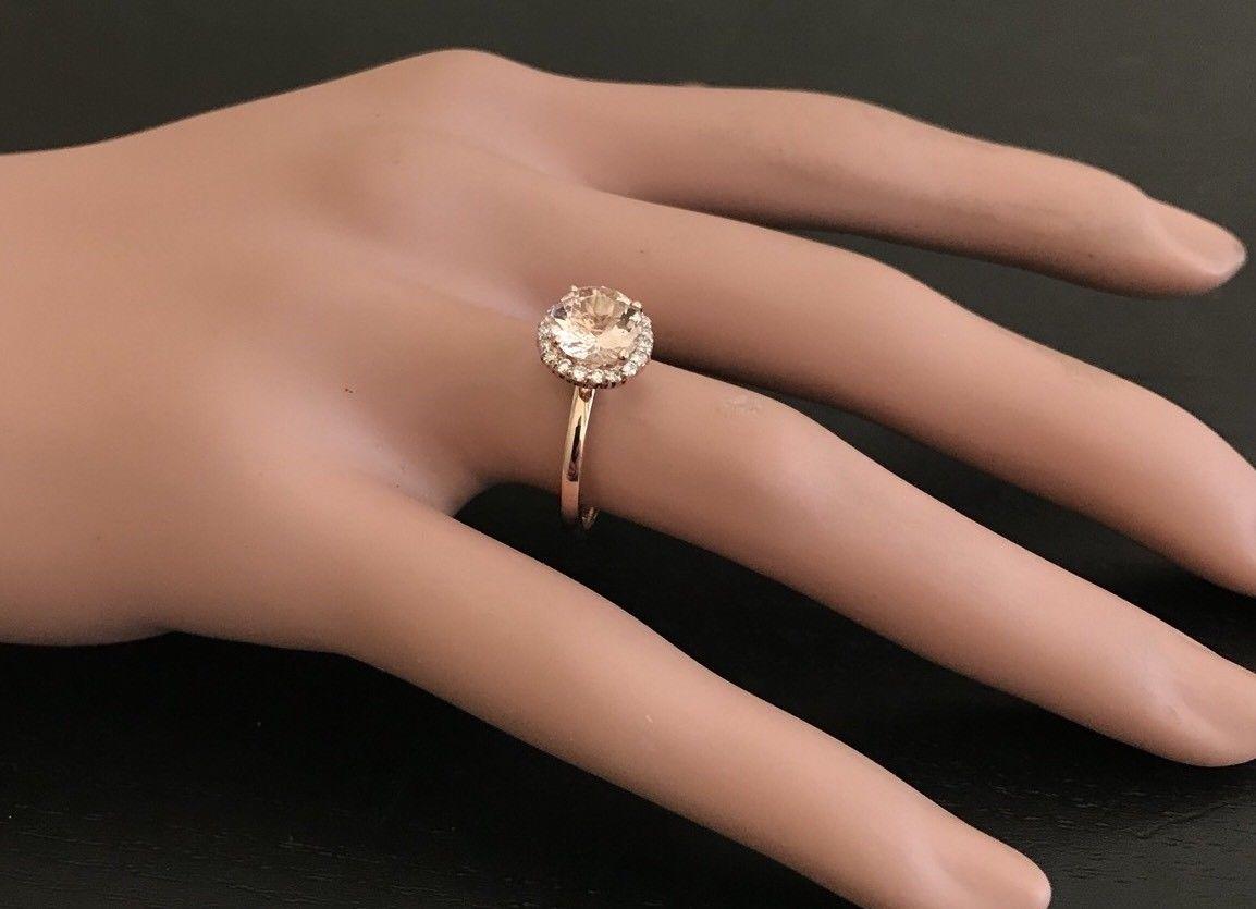2.00 Carats Natural Morganite and Diamond 14K Solid Rose Gold Ring For Sale 1