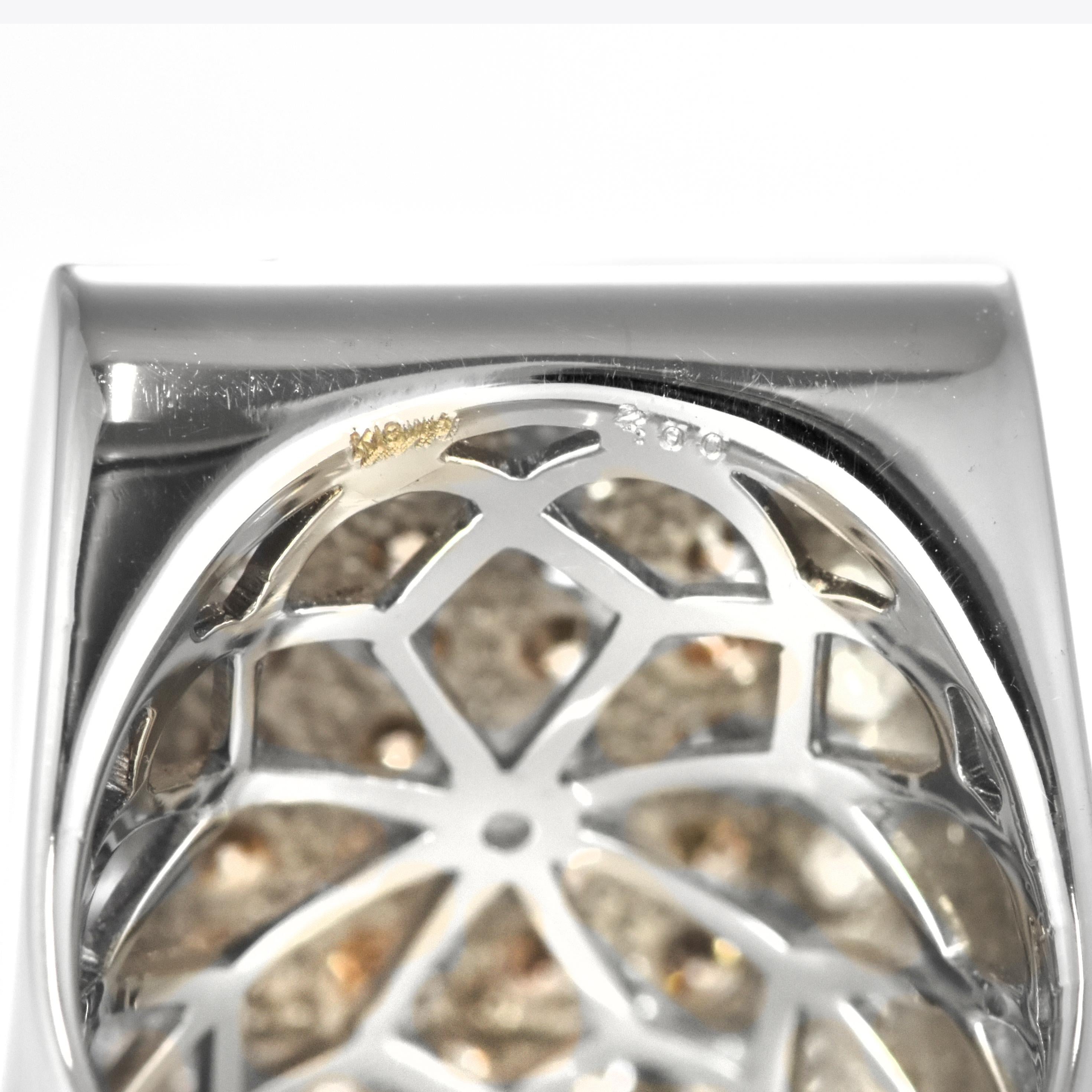 2.00 Carats Natural Round Brown Diamond Cluster Ring Made in 18 Karat White Gold For Sale 4