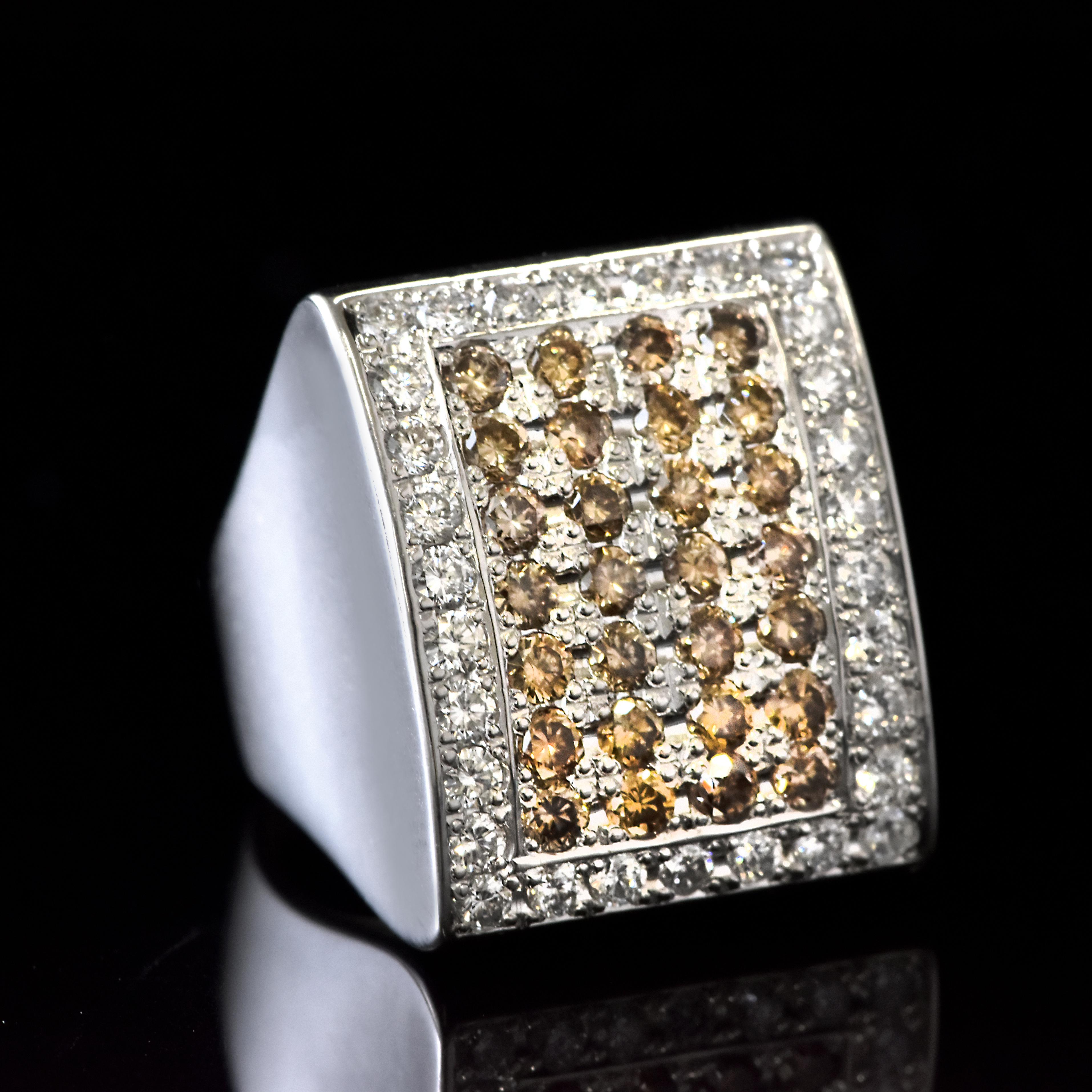 2.00 Carats Natural Round Brown Diamond Cluster Ring Made in 18 Karat White Gold For Sale 7