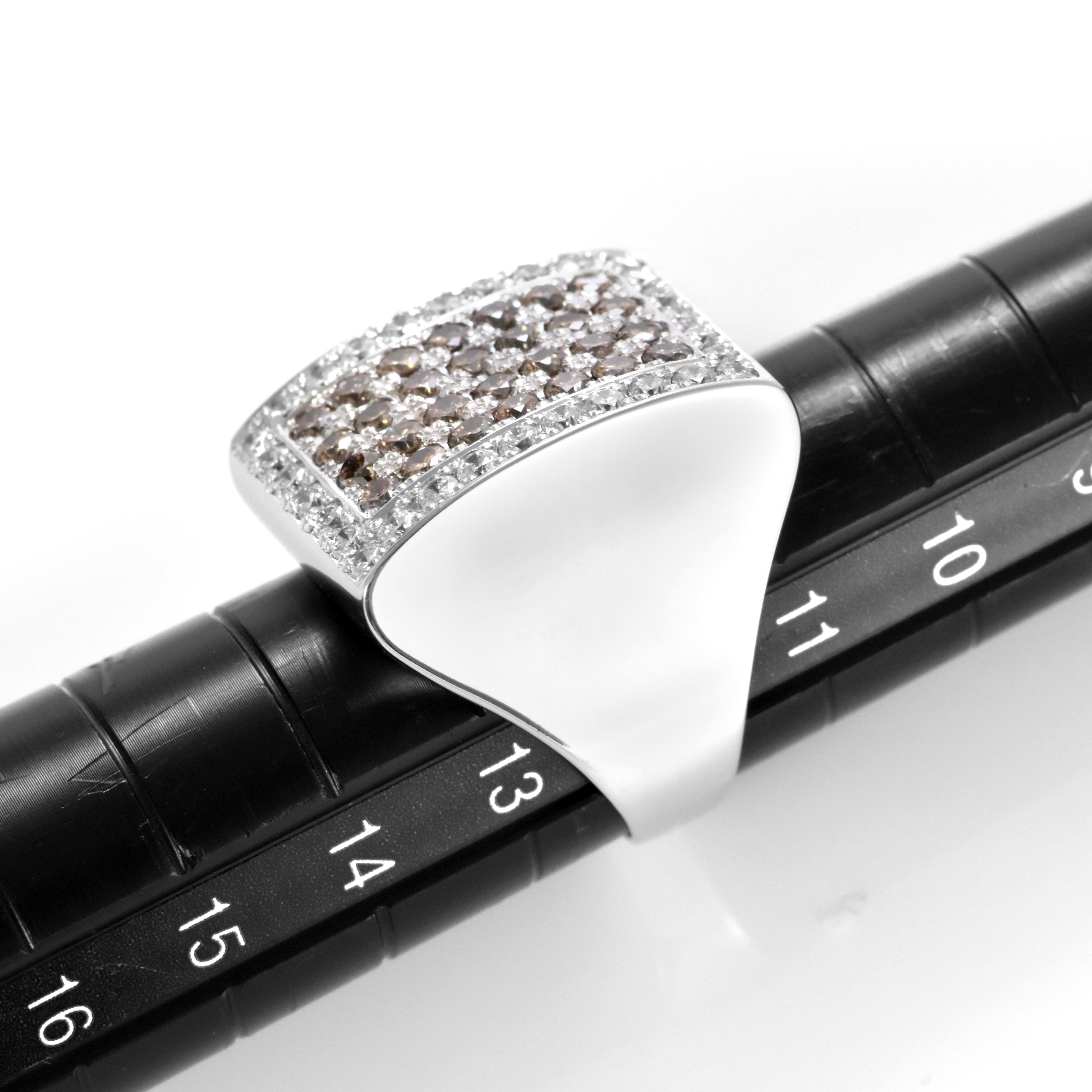 2.00 Carats Natural Round Brown Diamond Cluster Ring Made in 18 Karat White Gold For Sale 8