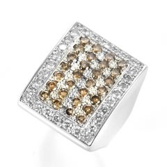 2.00 Carats Natural Round Brown Diamond Cluster Ring Made in 18 Karat White Gold