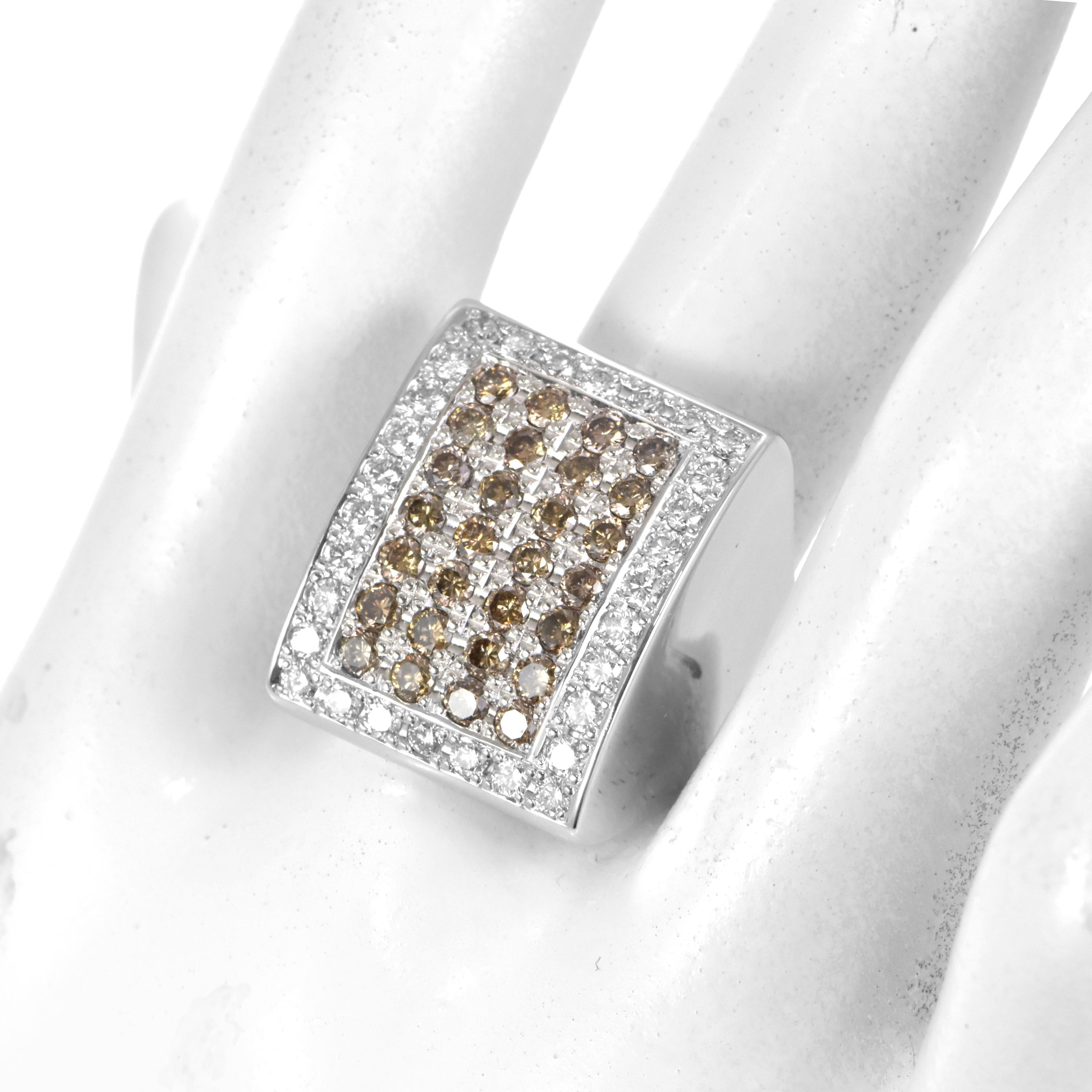 Modern 2.00 Carats Natural Round Brown Diamond Cluster Ring Made in 18 Karat White Gold For Sale