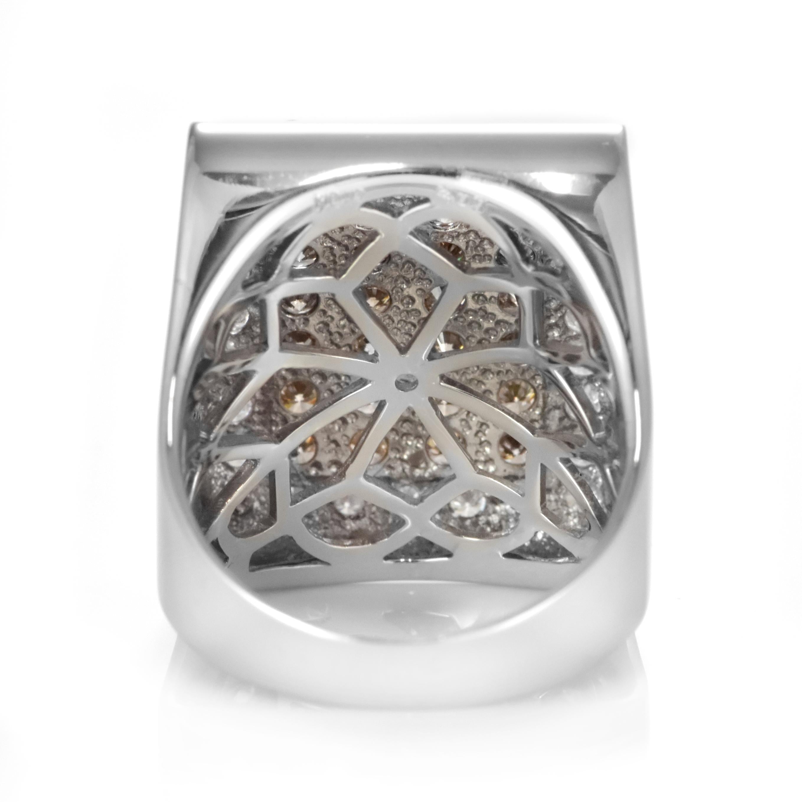 2.00 Carats Natural Round Brown Diamond Cluster Ring Made in 18 Karat White Gold For Sale 1