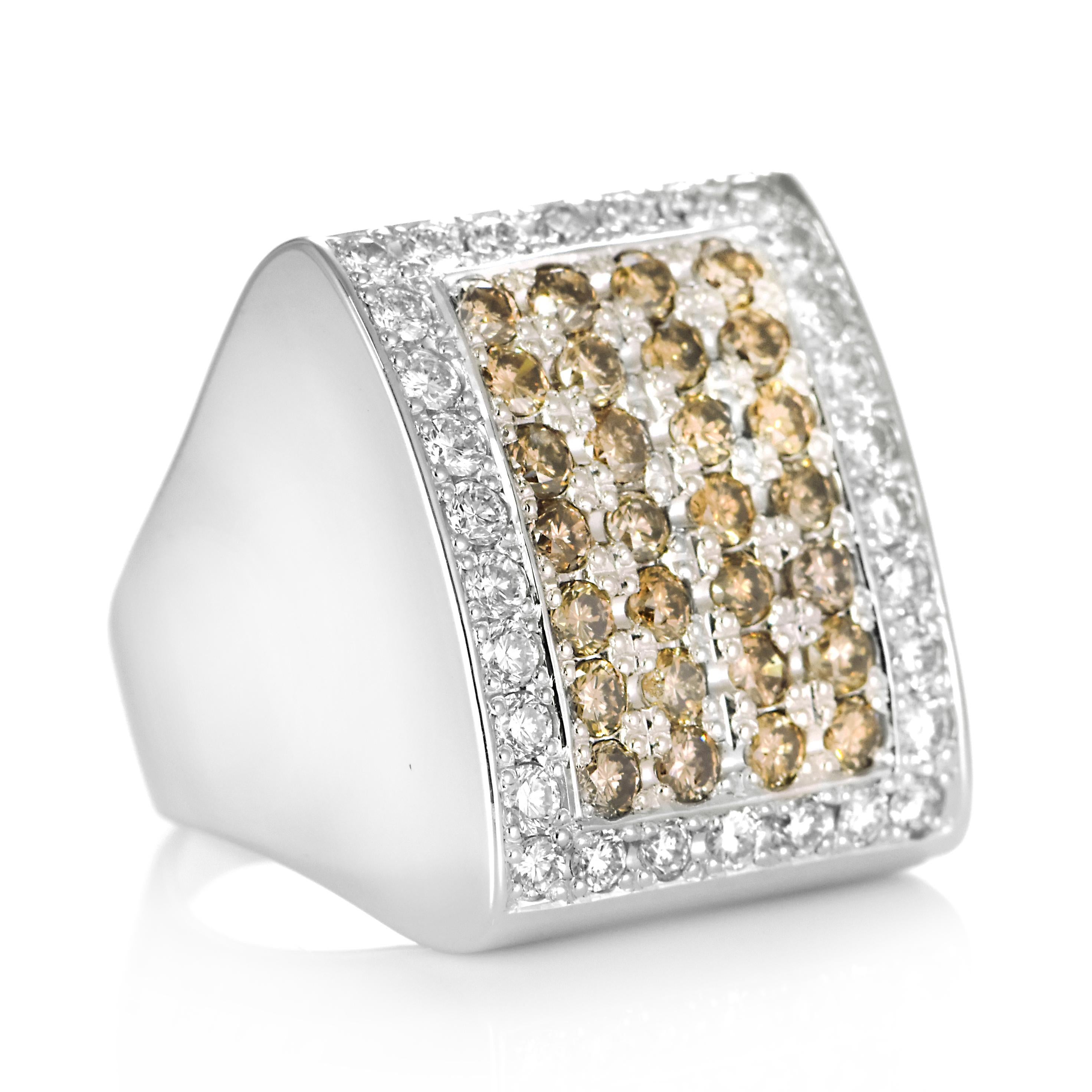2.00 Carats Natural Round Brown Diamond Cluster Ring Made in 18 Karat White Gold For Sale 3
