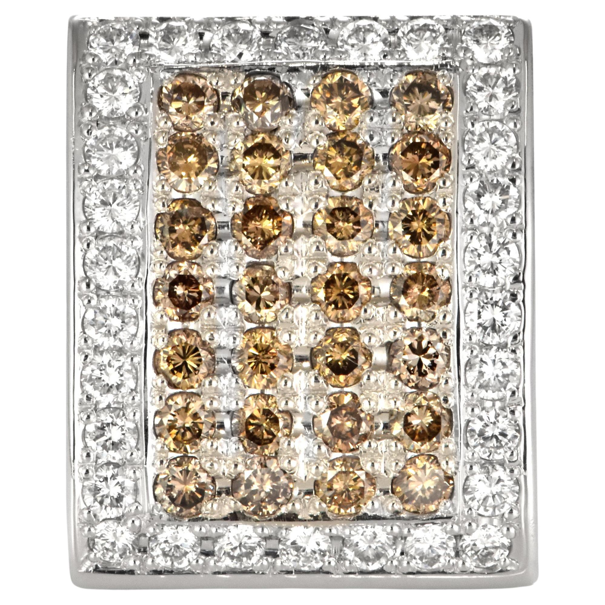 2.00 Carats Natural Round Brown Diamond Cluster Ring Made in 18 Karat White Gold For Sale