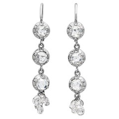 2.00 Carats Round Brilliant & Briolette Cut Diamond White Gold Drop Earrings