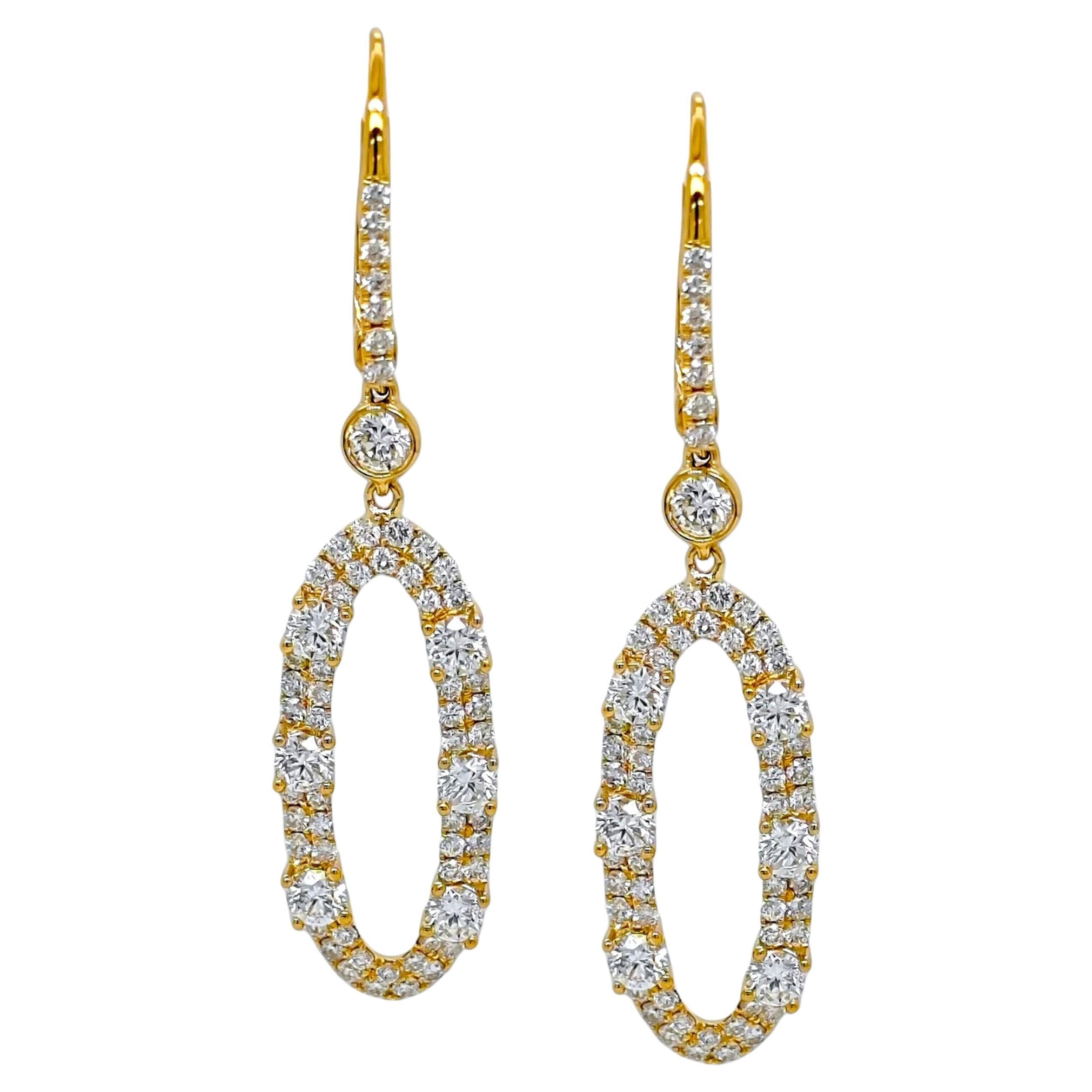2,00 Carats  Boucles d
oreilles en or jaune et diamant blanc