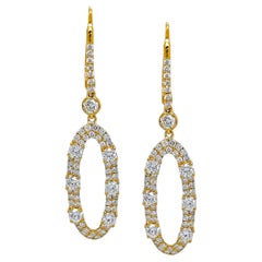 2.00 Carats  White Diamond Yellow Gold Earrings