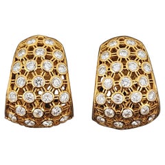 2.00 ct 18k Yellow Gold Lattice-Style Diamond Earrings 2.00 ct 18k Yellow Gold Lattice-Style Diamond Earrings