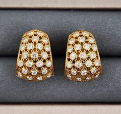 2.00 ct 18k Yellow Gold Lattice-Style Diamond Earrings