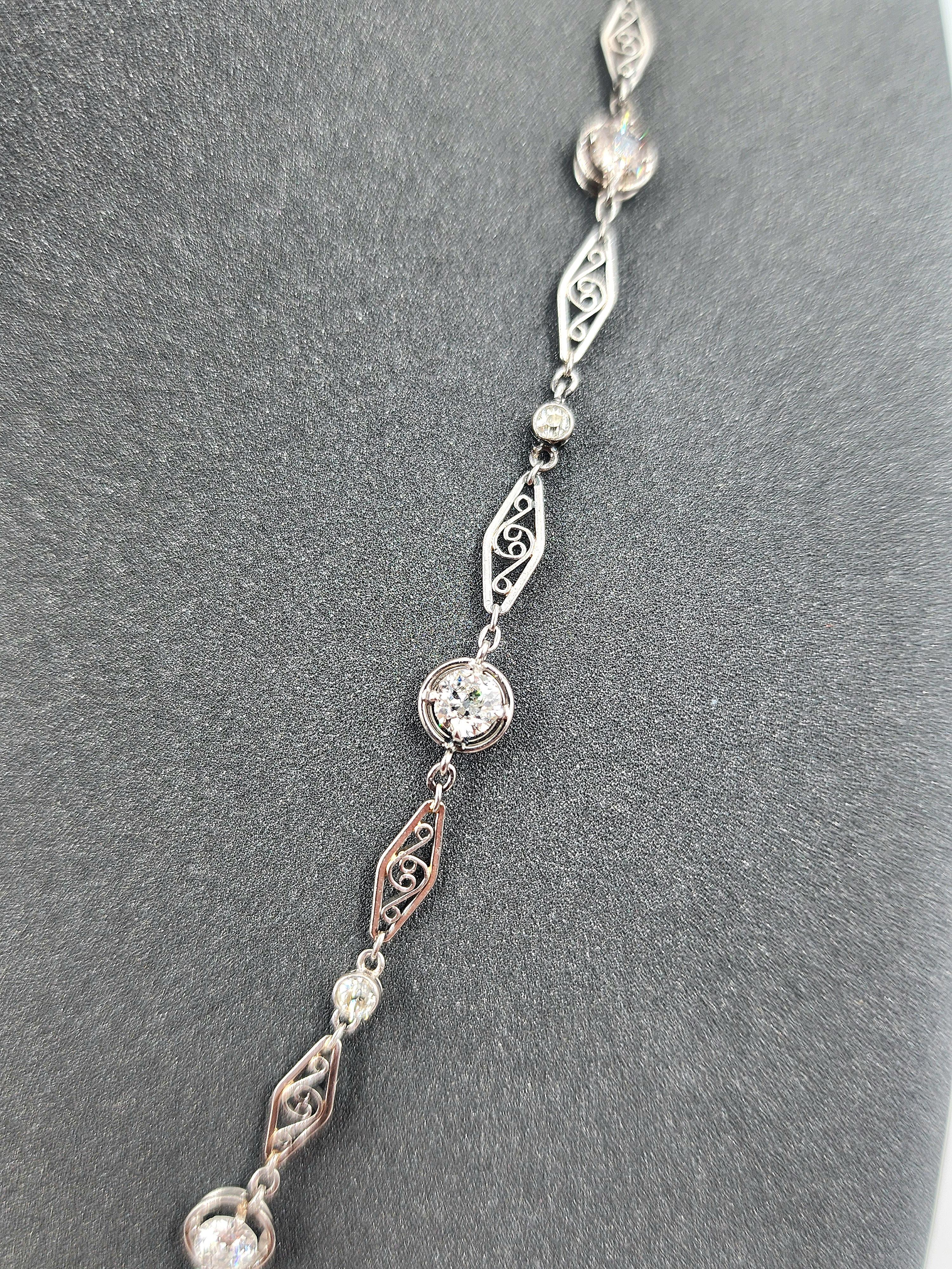 2.00 ct Antique Old Cut Diamond Necklace Art Decó en venta