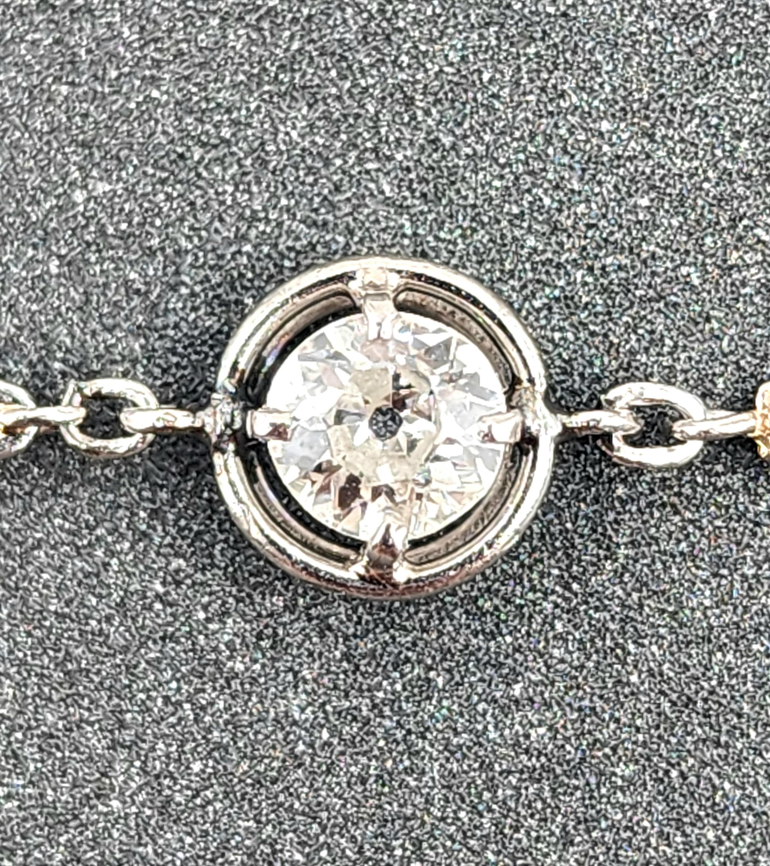 2.00 ct Antique Old Cut Diamond Necklace Corte redondo en venta