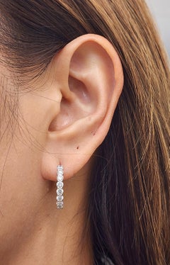 2.00 Carat Round-Cut Diamond 18K White Gold Hoop Earrings