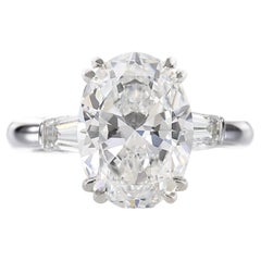 2.01 Ct GIA Certified Oval Brilliant Cut Diamond with tapered baguette