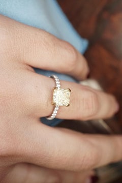 Yellow Radiant Cut 2.00 CT Diamond with Diamond Pave Cocktail Ring