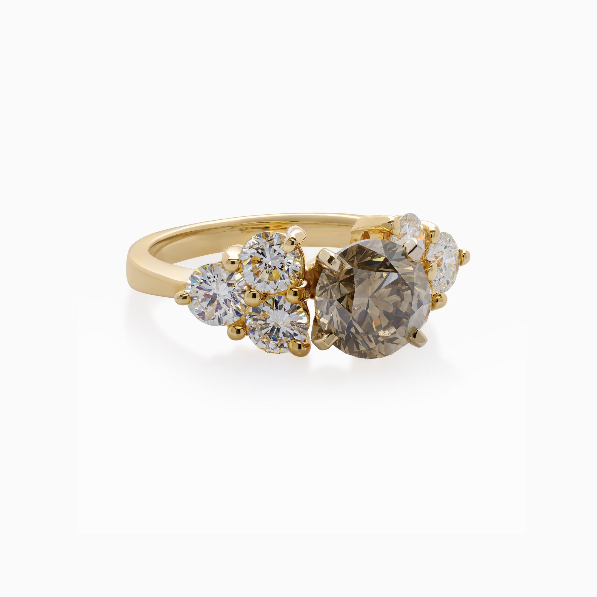 2,00 Karat hellgrauer Diamant und 1,38 Karat Brillant-Diamant-Ring in 14K Gelbgold (Moderne) im Angebot