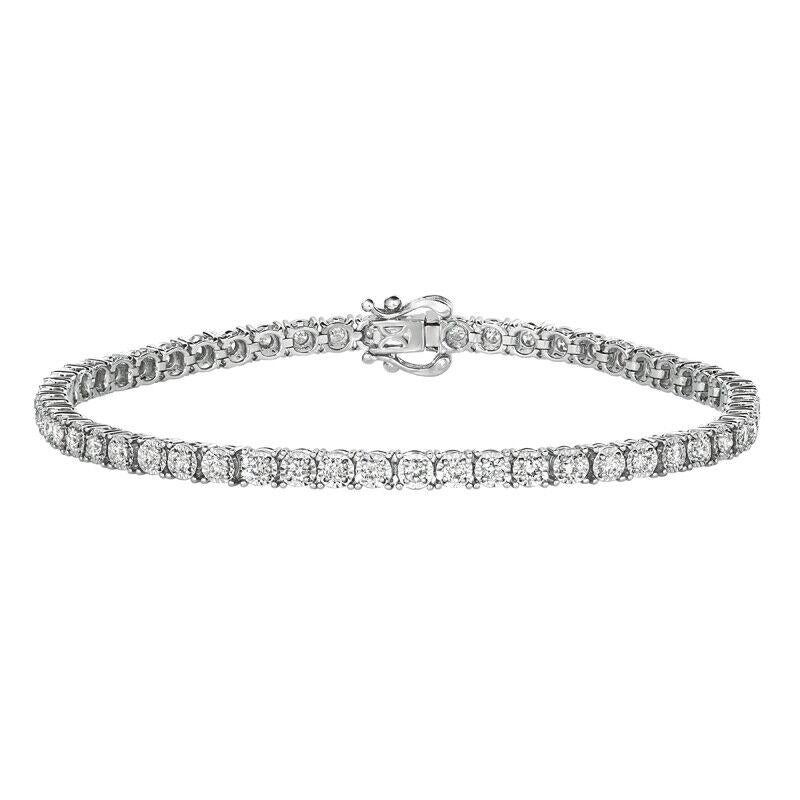 Aesthetic Movement 2.00 CT Natural Diamond Illusion Set Tennis Bracelet G SI 14K White Gold 7'' For Sale