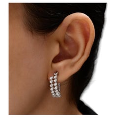 2.00 Ct Natural Diamond Pear Cut Graduated Hoop Earrings 18K White Gold