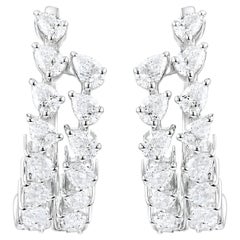 2.00 Carat Pear-Shaped Natural Diamond Hoop Earrings in 18K White Gold