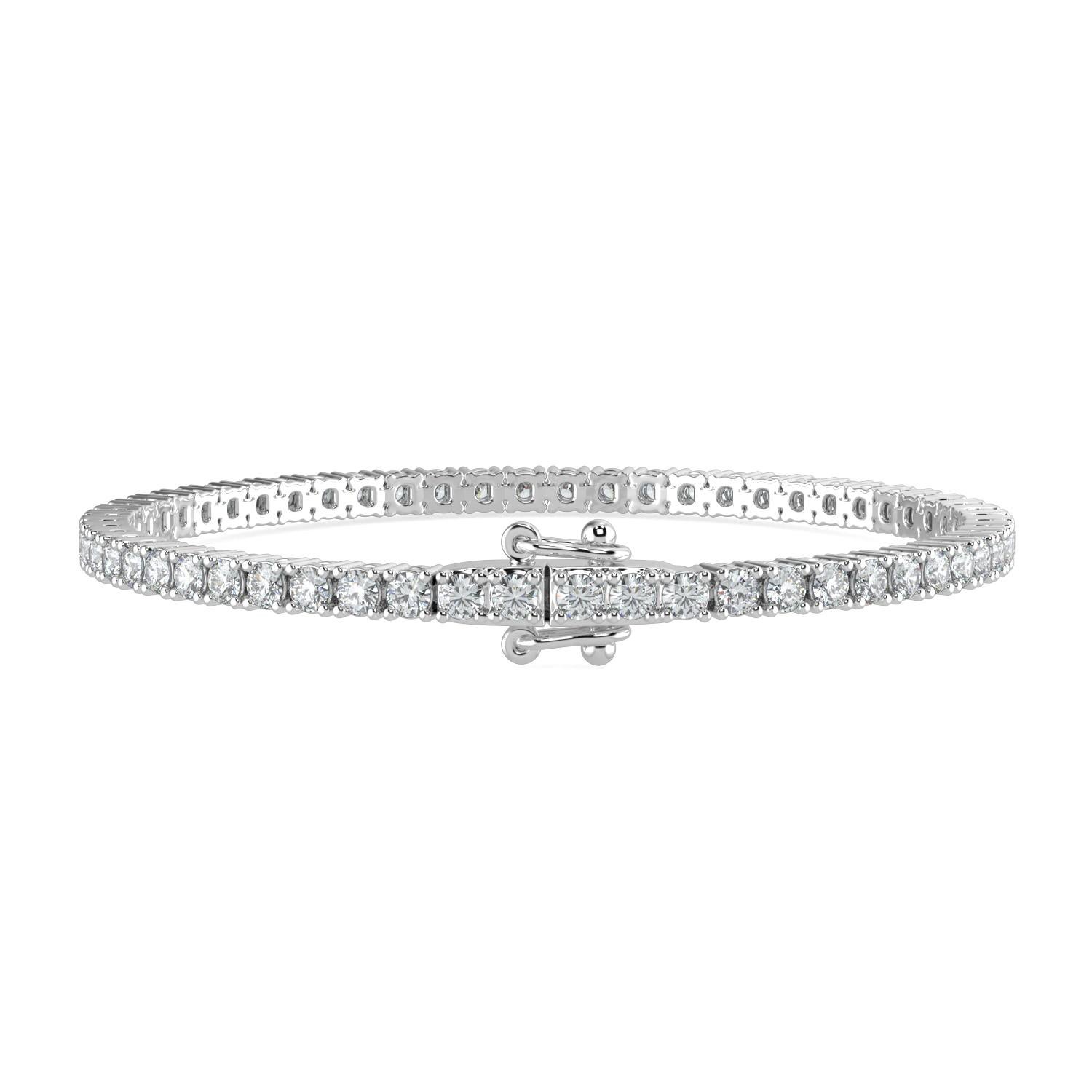 2.00 Ct Rundschliff GH-I1 Natürlicher Diamant Classic Tennis Armband 4 Zacken 14K Gold im Zustand „Neu“ im Angebot in Los Angeles, CA