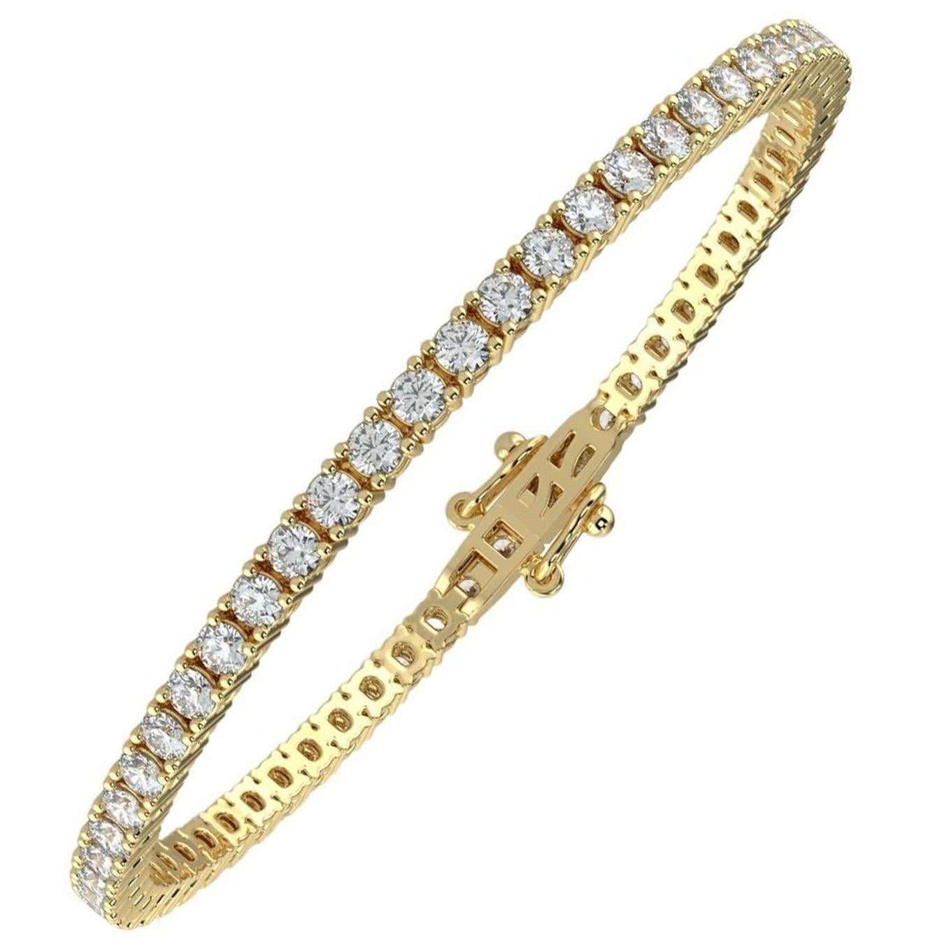 2.00 Ct Rundschliff GH-I1 Natürlicher Diamant Classic Tennis Armband 4 Zacken 14K Gold im Angebot