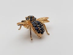 2.00 CT Sapphire Bumble Bee 14K Yellow Gold Brooch Pendant