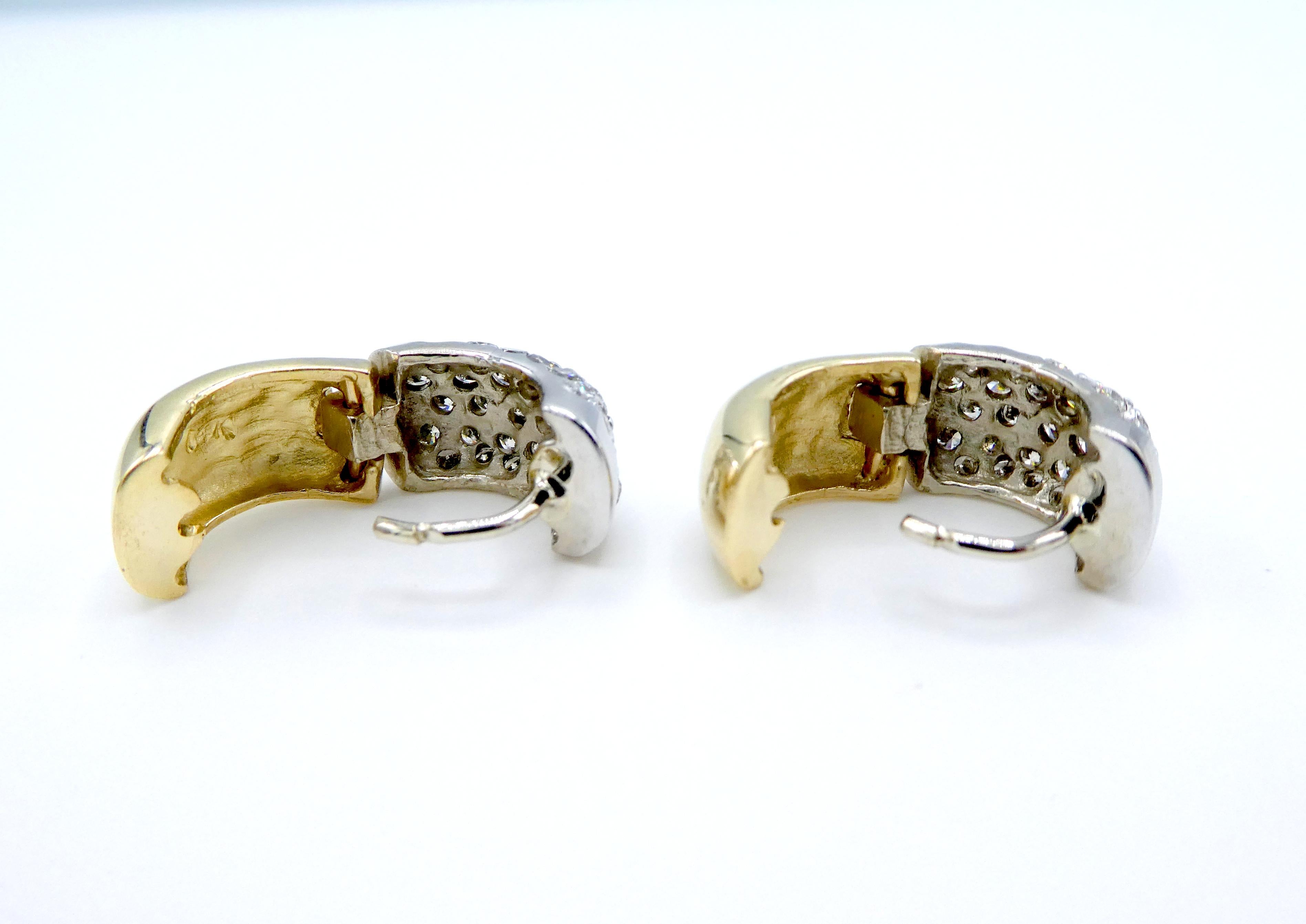 Women's or Men's 2.00 CTW 14K Gold Diamond Pave Mini Hoop Huggie Earrings