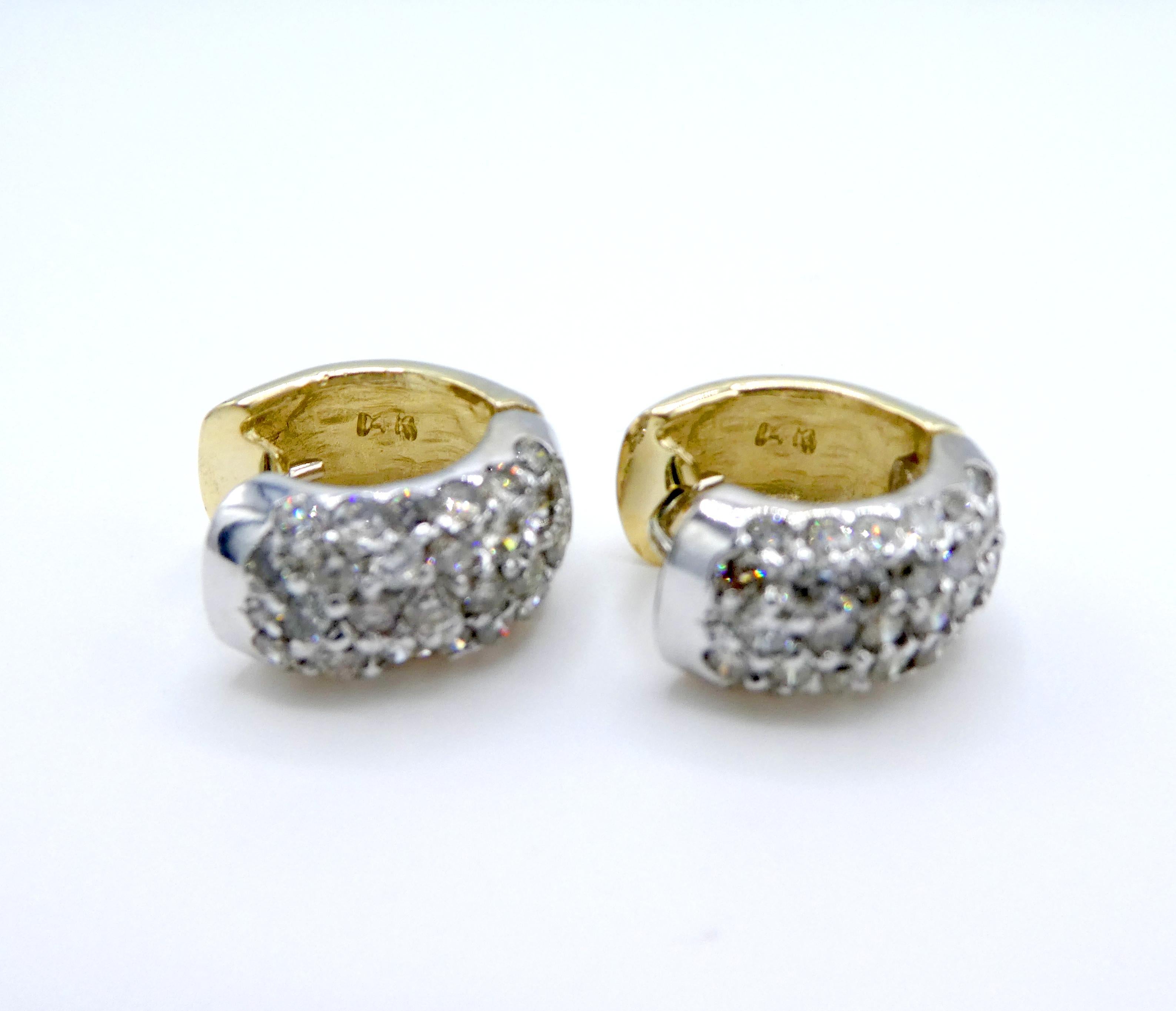 2.00 CTW 14K Gold Diamond Pave Mini Hoop Huggie Earrings 1