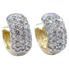 2,00 CTW 14K Gold Diamant Pave Mini Creolen Huggie Ohrringe