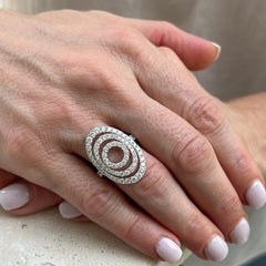 2.00 CTW Diamond 18 Karat White Gold Modern Open Circle Cocktail Ring