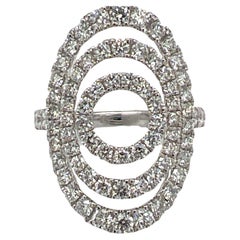Bague cocktail moderne en or blanc 18 carats avec cercle ouvert et diamants de 2,00 carats poids total 