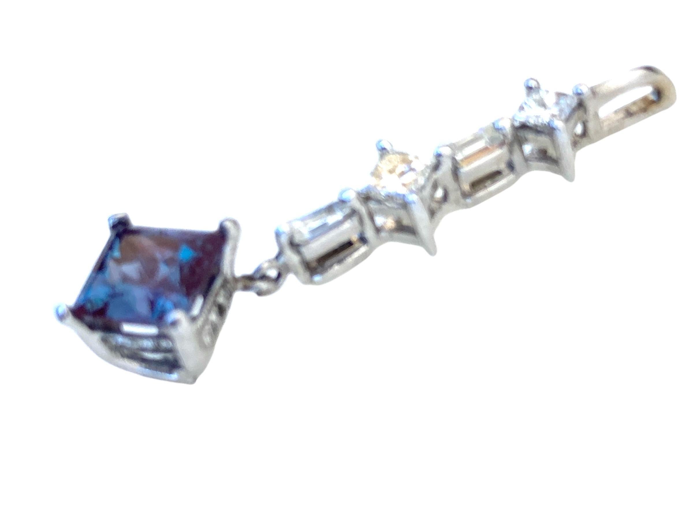 Contemporary 2.00 CTW Mystic Topaz & Diamond Dangle Necklace 14 Karat White Gold VS-G Color For Sale
