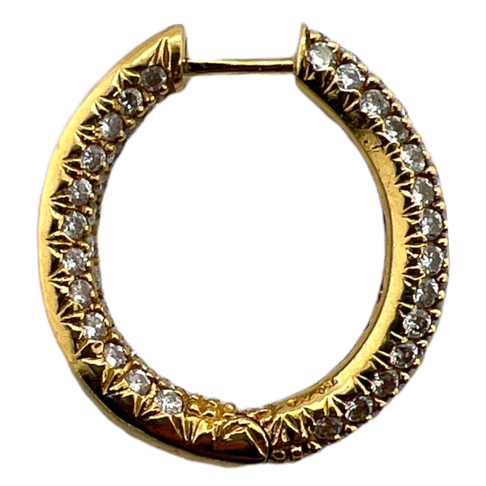 2,00 CTW Pav Diamant In & Out Creolen aus 18 Karat Gelbgold Damen
