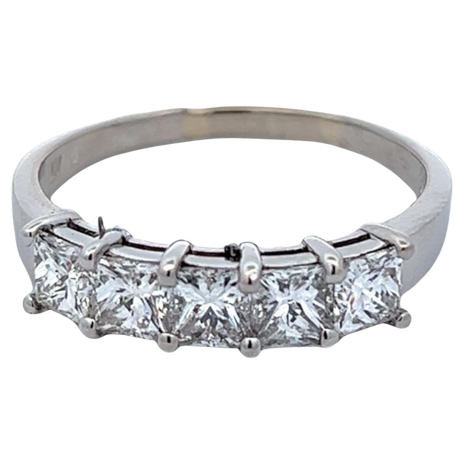 2.00ctw Princess Cut Diamond 5 Stone Wedding Band Ring Platinum Shared Prong
