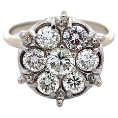 2.00ctw Round Brilliant Diamond Vintage 14 Karat White Gold Cluster Ring
