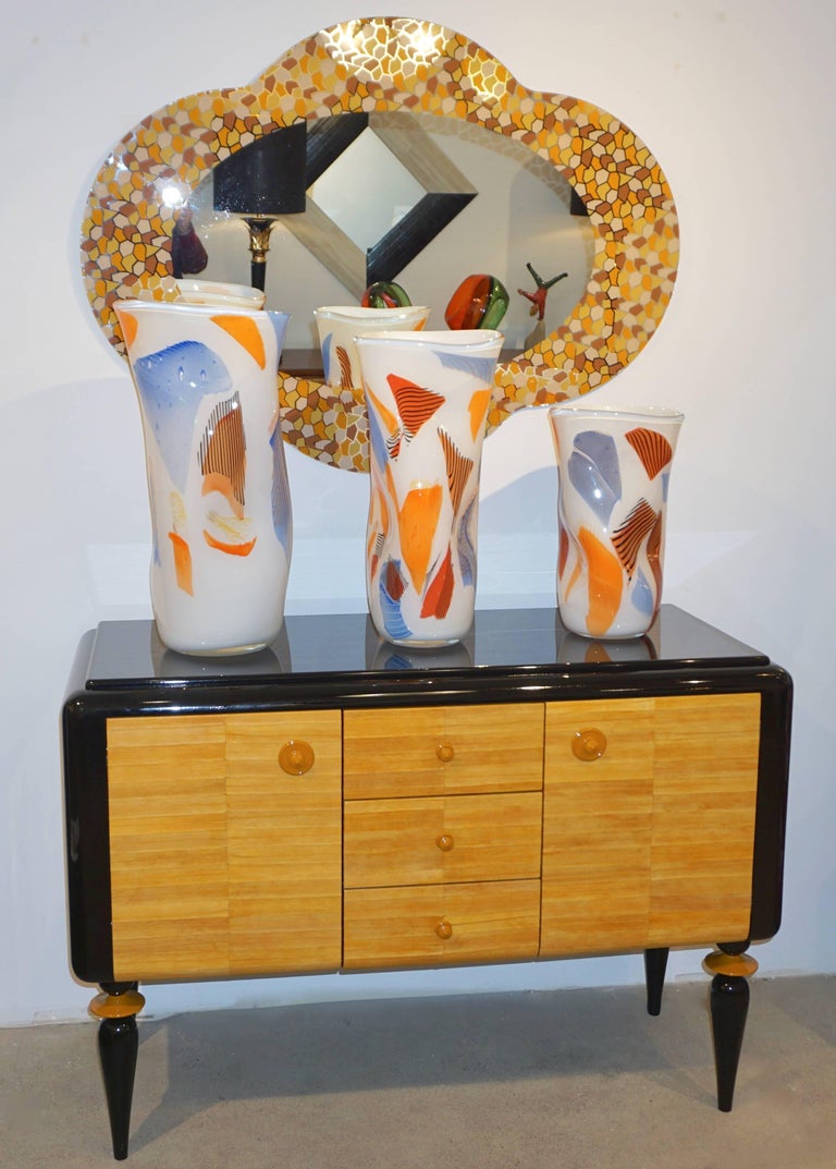 Organic Modern 2000 Alessandro Mendini for Glas Italia Postmodern Orange Yellow Brown Mirror For Sale