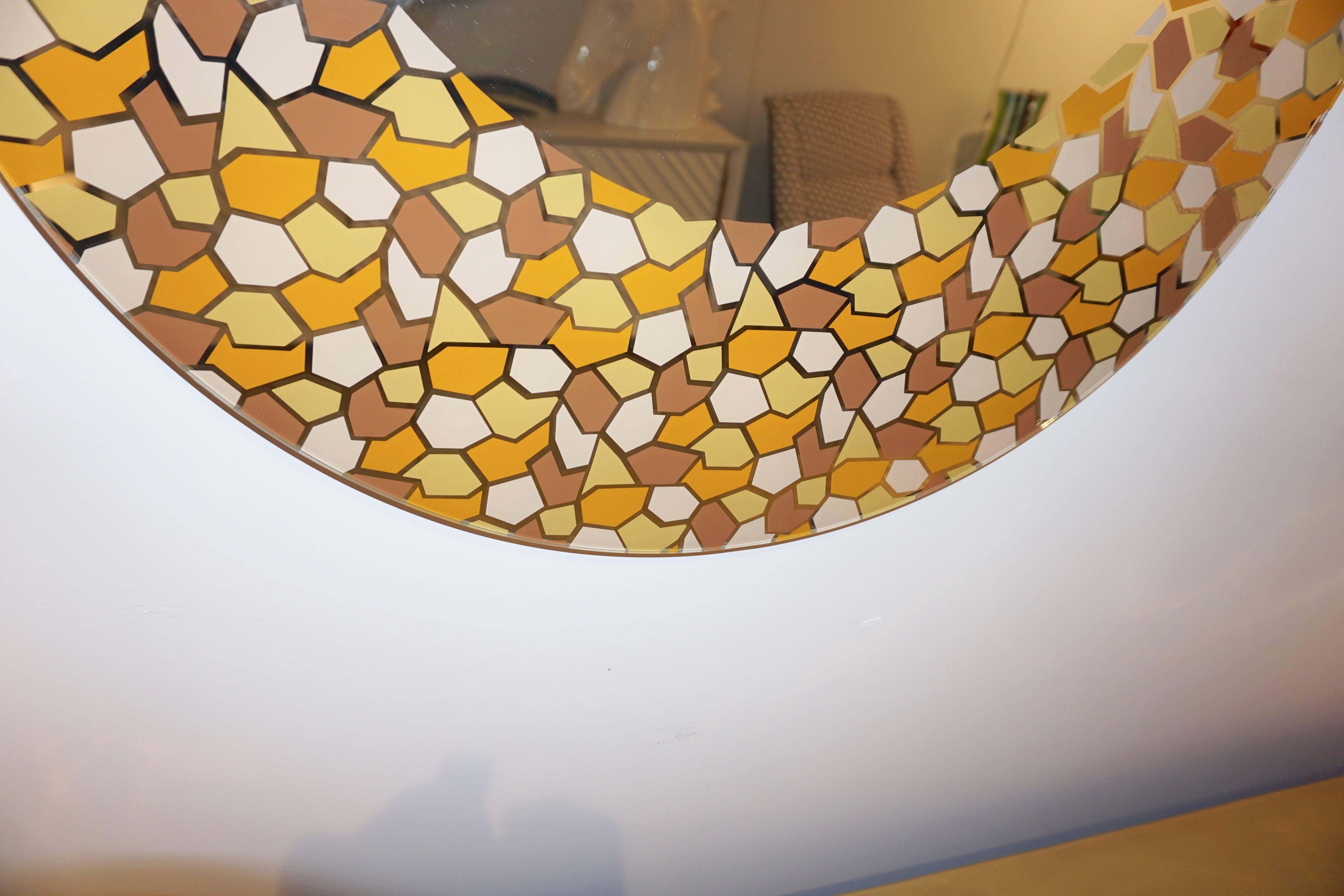 Organic Modern 2000 Alessandro Mendini for Glas Italia Postmodern Orange Yellow Brown Mirror For Sale