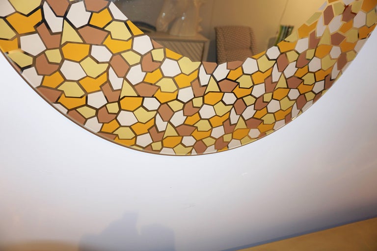 Italian 2000 Alessandro Mendini for Glas Italia Postmodern Orange Yellow Brown Mirror For Sale