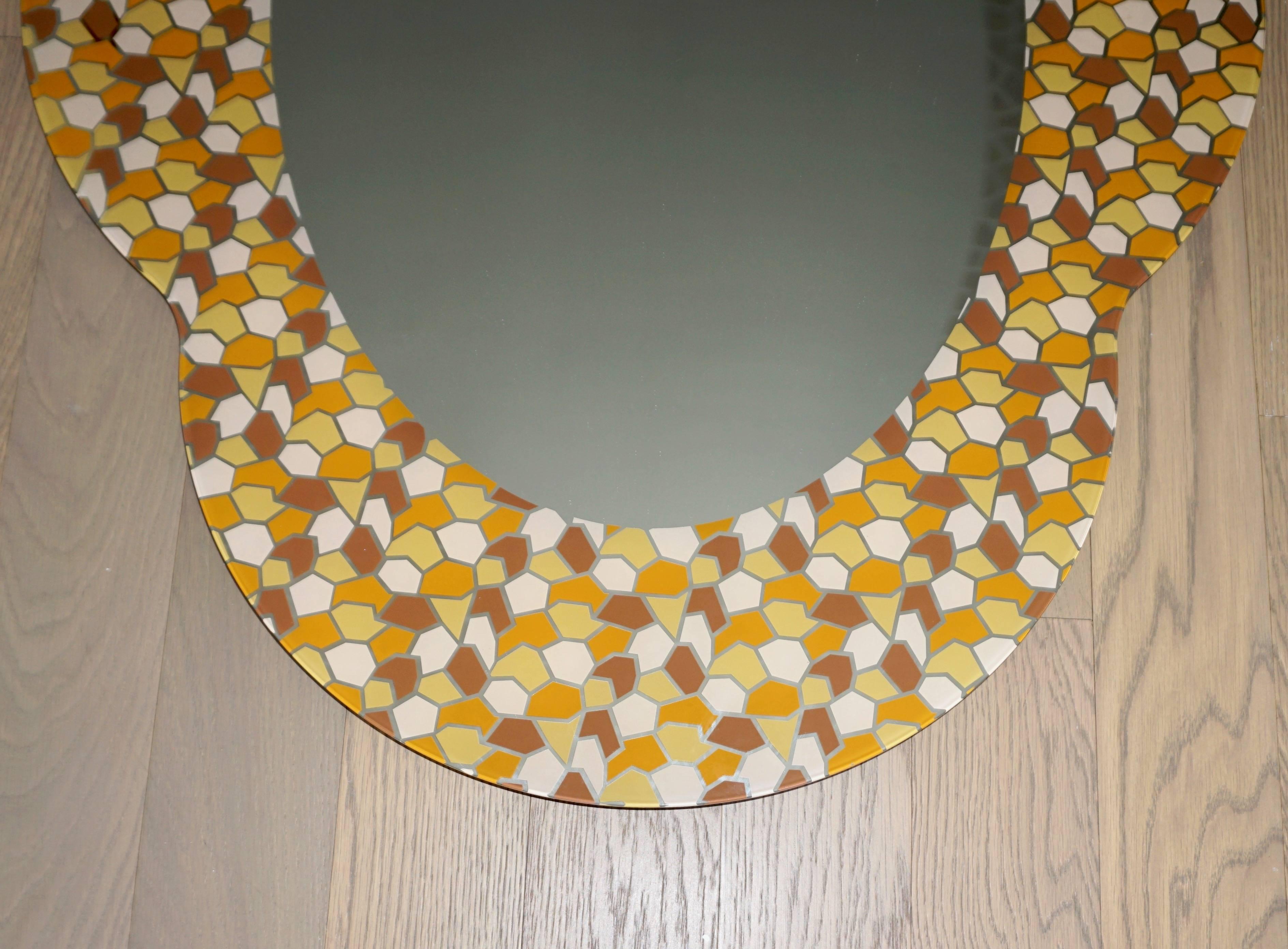 Contemporary 2000 Alessandro Mendini for Glas Italia Postmodern Orange Yellow Brown Mirror For Sale