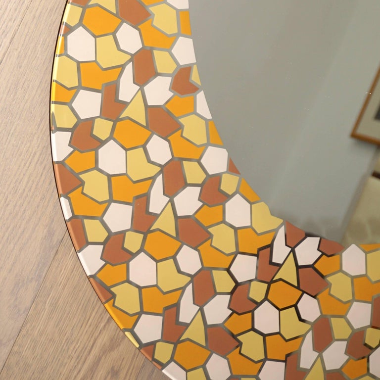 Crystal 2000 Alessandro Mendini for Glas Italia Postmodern Orange Yellow Brown Mirror For Sale