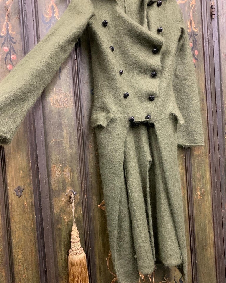 2006 Alexander McQueen Moss Kid Mohair Cut-Away Military Style Sweater Coat For Sale 4