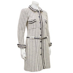 2000 Autumn Chanel White and Black Boucle Long Jacket