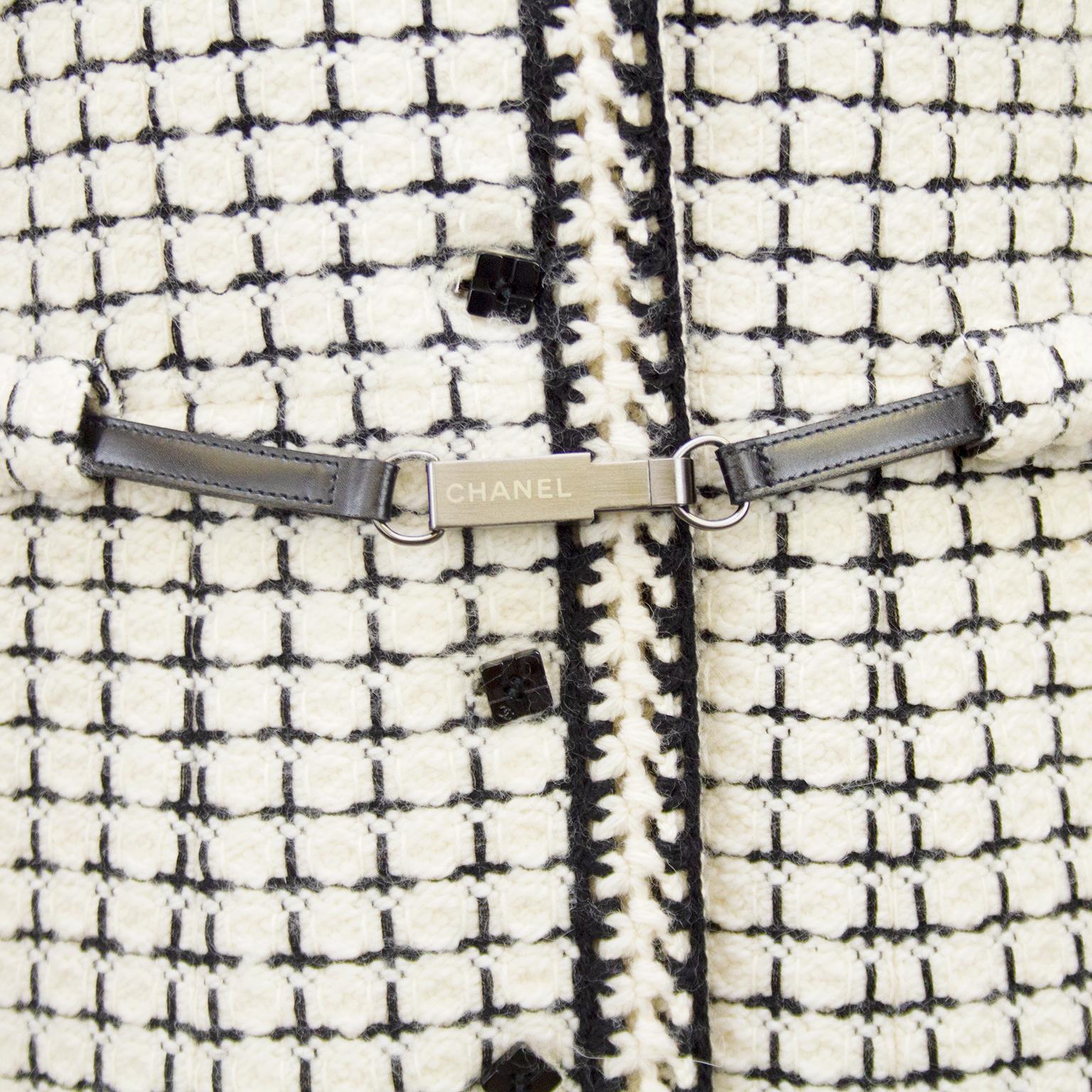 chanel black and white coat