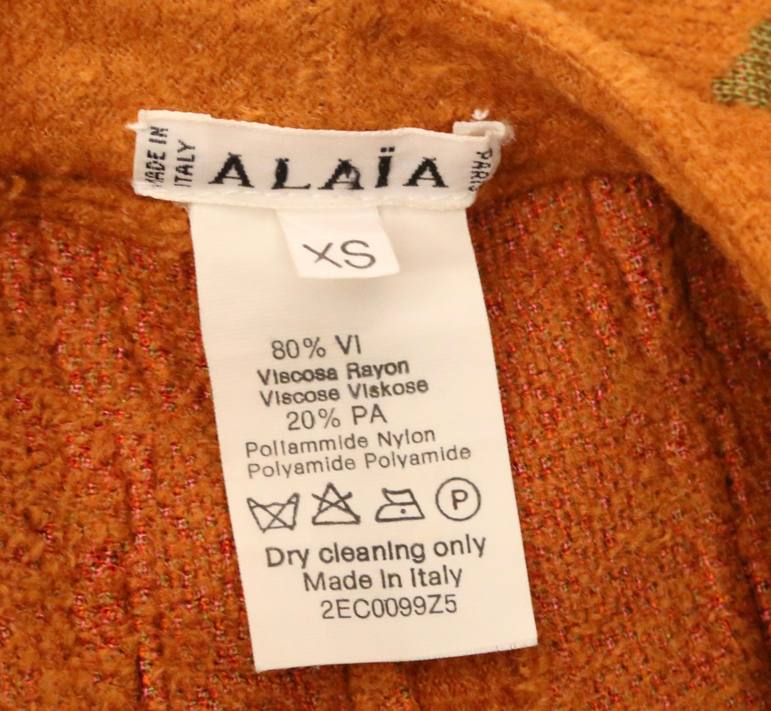 2000 AZZEDINE ALAIA maxi falda de punto de intarsia floral negra RUNWAY en venta 7